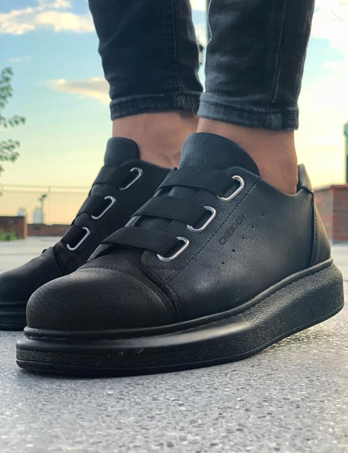 Ανδρικά μαύρα Casual Sneakers δερματίνη CH253S φωτογραφία